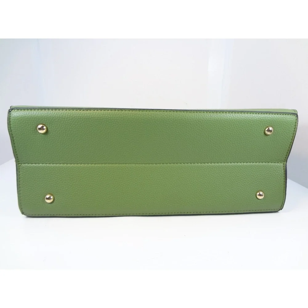 Ragsto Satchel Handbag Wallet Set Large Green New Pebbled Faux‎ Leather Padlock